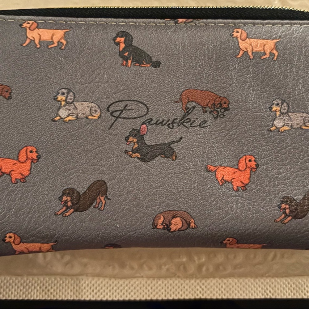 Gray Dachshund Print Wallet
